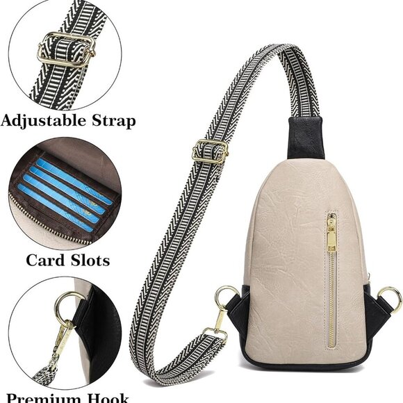 Crossbody Sling Bags Fanny Packs Leather Purses Chest Bag for Women - Picture 5 of 7